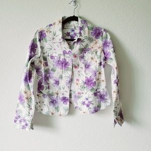 Lemongrass Lavender Floral Summer Jacket Small